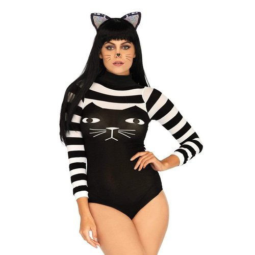 Striped Cat Costume Bodysuit - 89204     00722