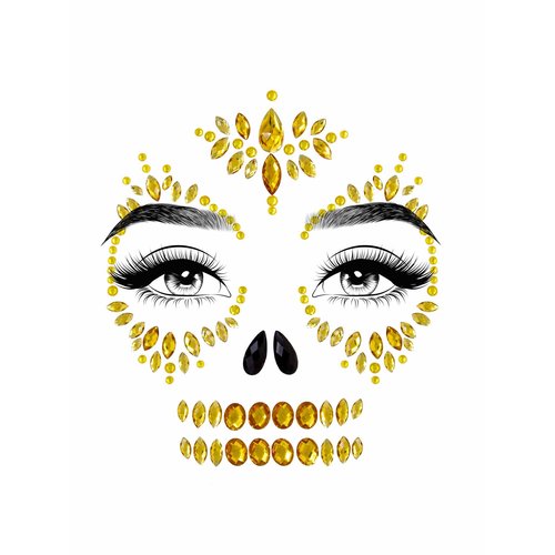 Sugar Skull Adhesive Face Jewels Sticker - EYE039    02622