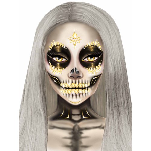 Sugar Skull Adhesive Face Jewels Sticker - EYE039    02622