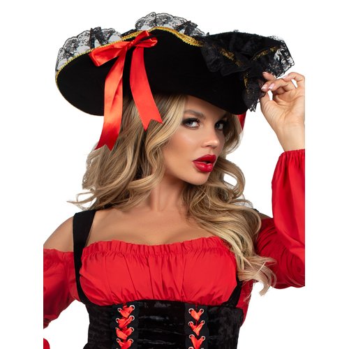 Swashbuckler Pirate Hat With Lace Trim - 2098      01122