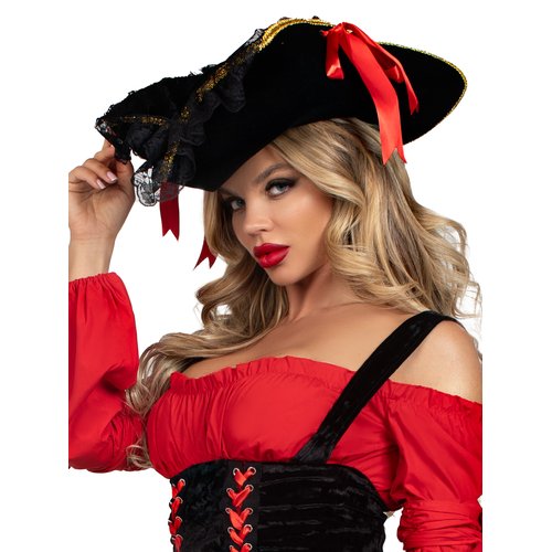 Swashbuckler Pirate Hat With Lace Trim - 2098      01122