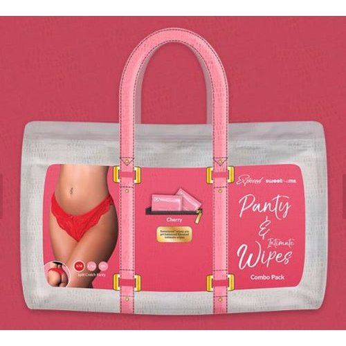 SWEETUMS SPLIT PANTY W/ WIPES CHERRY L/XL