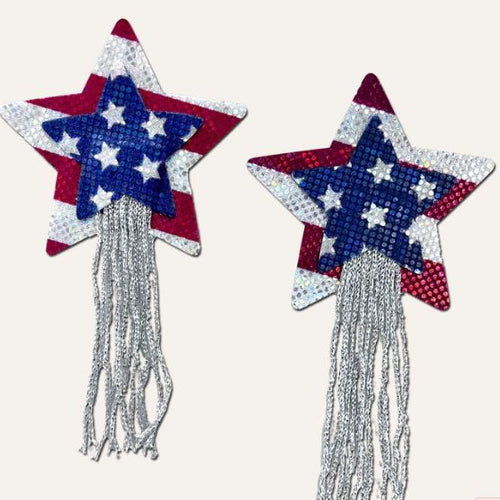 PASTEASE TASSEL A/PATRIOTIC SPARKLING STARS $ STRIPES USA - PASSTRTASPAT5