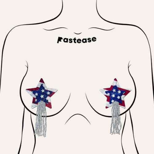 PASTEASE TASSEL A/PATRIOTIC SPARKLING STARS $ STRIPES USA - PASSTRTASPAT5