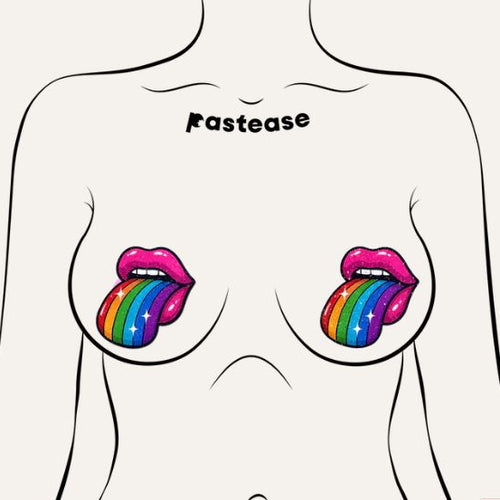 PASTEASE TASTE THE RAINBOW SPARKLING TONGUE OUT BREAST - PASTTRBW5