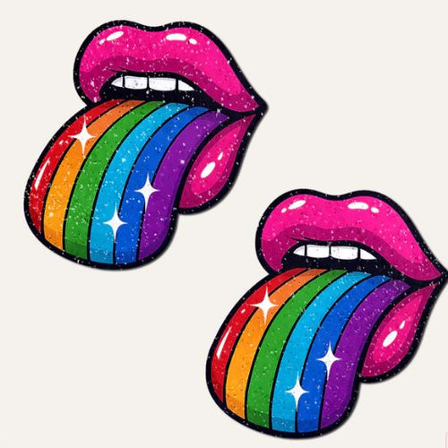 PASTEASE TASTE THE RAINBOW SPARKLING TONGUE OUT BREAST - PASTTRBW5