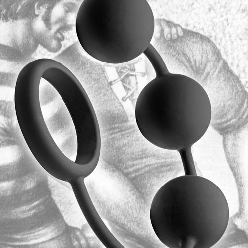 TOM OF FINLAND SILICONE COCK RING W/3 WEIGHTED BALLS - XRTF1932