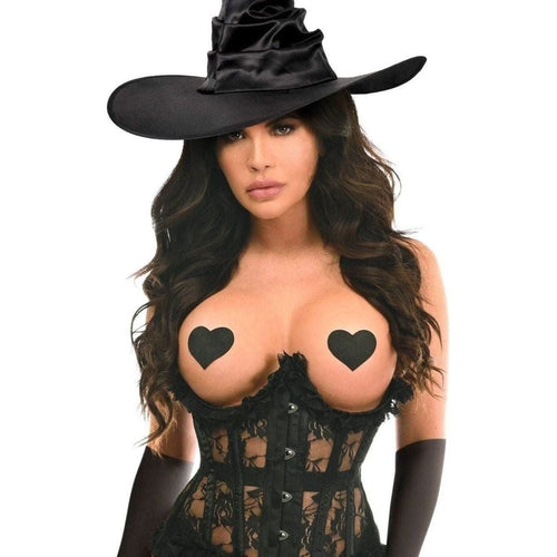 Top Drawer 3 PC Black Lace Witch Corset Costume