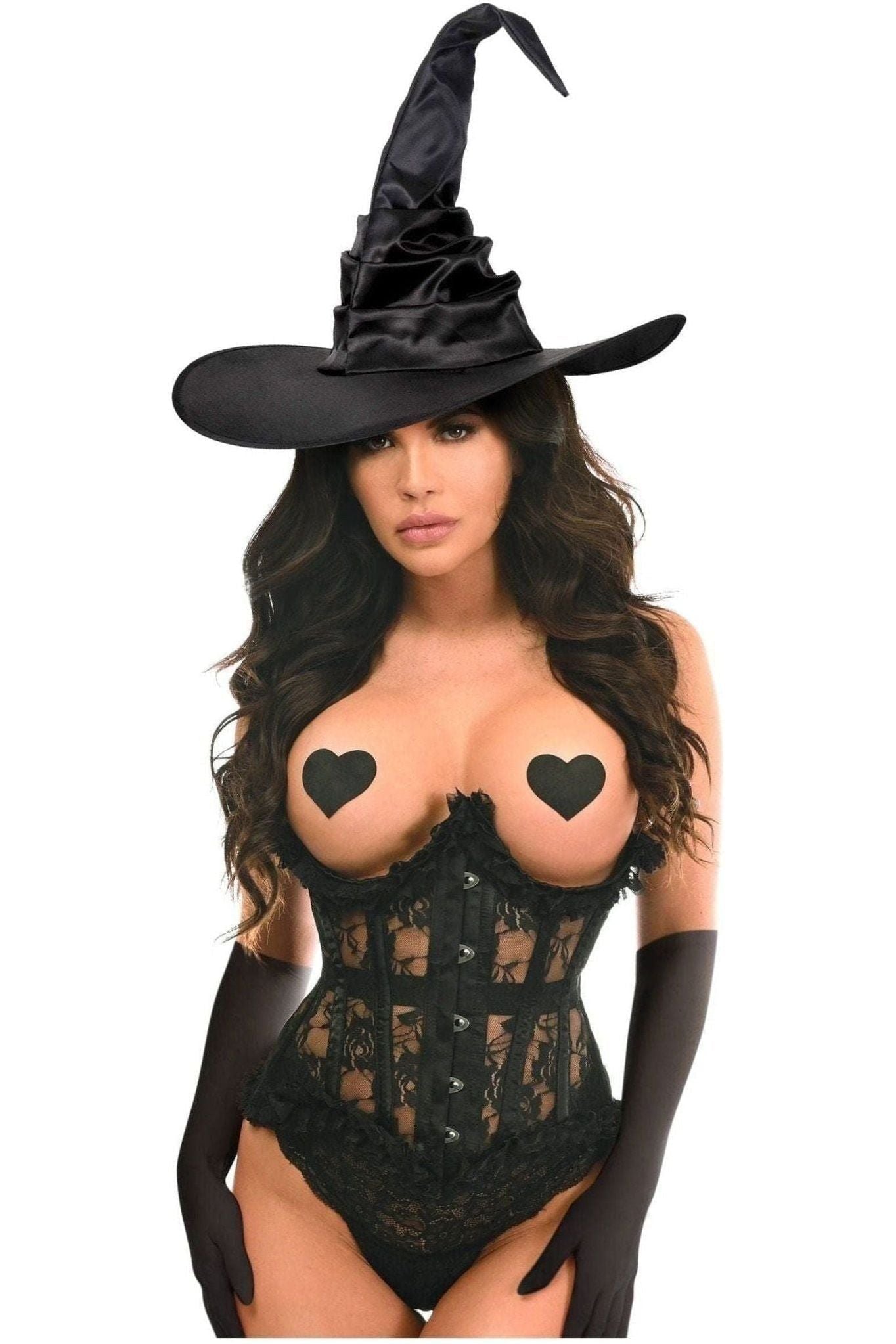 Top Drawer 3 PC Black Lace Witch Corset Costume - Daisy Corsets