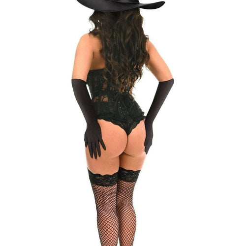Top Drawer 3 PC Black Lace Witch Corset Costume