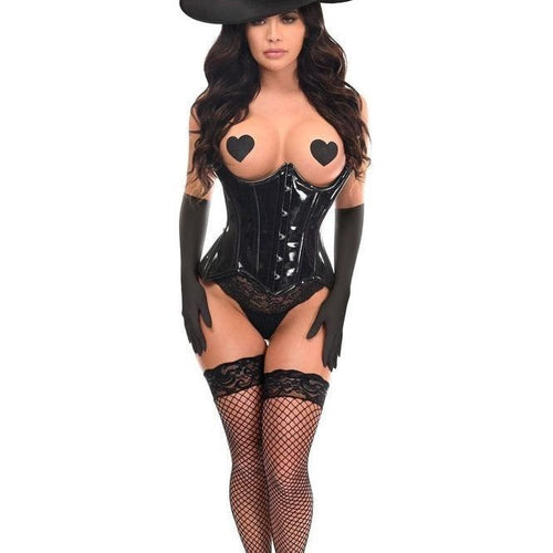 Top Drawer 3 PC Black Patent Witch Corset Costume