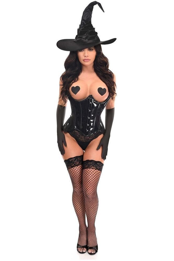Top Drawer 3 PC Black Patent Witch Corset Costume - Daisy Corsets
