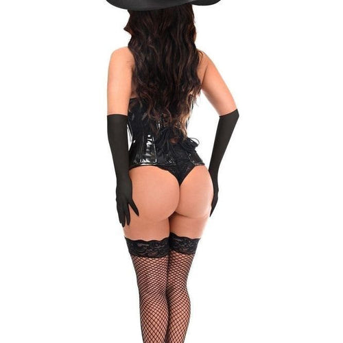 Top Drawer 3 PC Black Patent Witch Corset Costume
