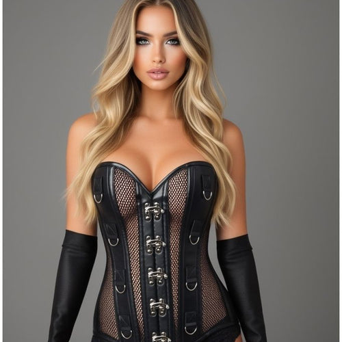 Top Drawer 4 PC Bad Bunny Fishnet Corset Costume