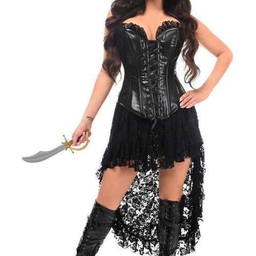 Top Drawer 4 PC Black Lace Premium Pirate Corset Costume