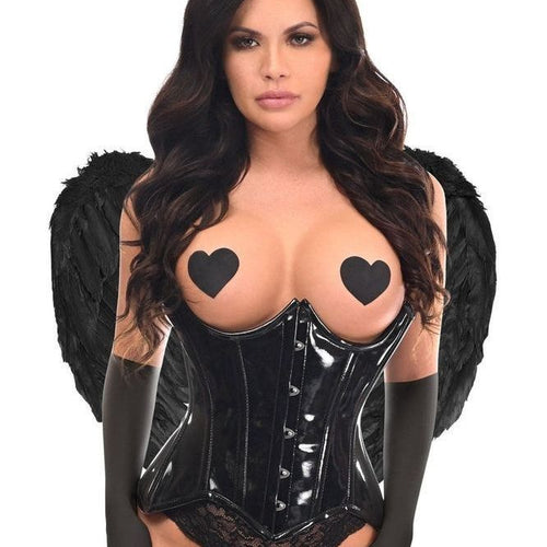 Top Drawer 4 PC Black Patent Dark Angel Corset Costume