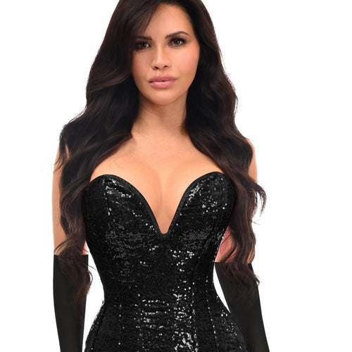 Top Drawer 4 PC Black Sequin Corset Bunny Costume