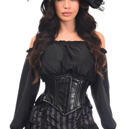 Top Drawer 4 PC Black/Grey Striped Premium Pirate Corset Costume