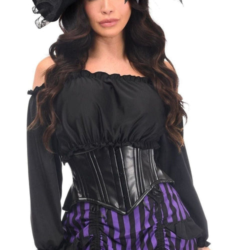 Top Drawer 4 PC Black/Purple Striped Premium Pirate Corset Costume