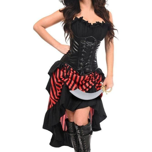 Top Drawer 4 PC Black/Red Premium Pirate Corset Costume