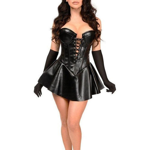 Top Drawer 4 PC Faux Leather Bunny Corset Dress Costume