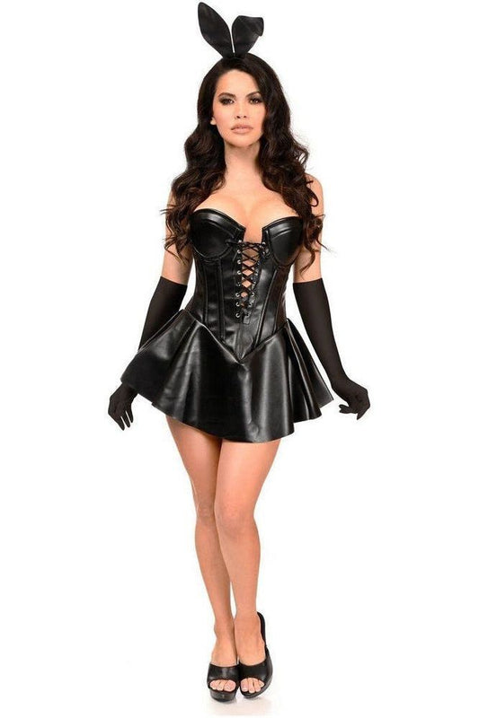 Top Drawer 4 PC Faux Leather Bunny Corset Dress Costume - Daisy Corsets