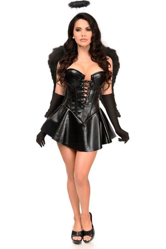 Top Drawer 4 PC Faux Leather Dark Angel Corset Dress Costume - Daisy Corsets