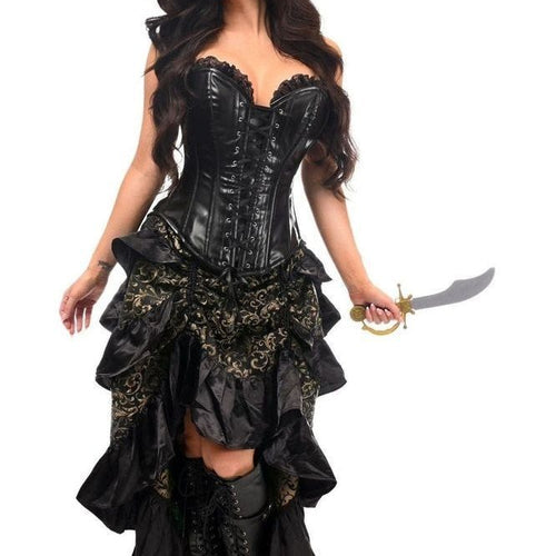 Top Drawer 4 PC Gold/Black Premium Pirate Corset Costume