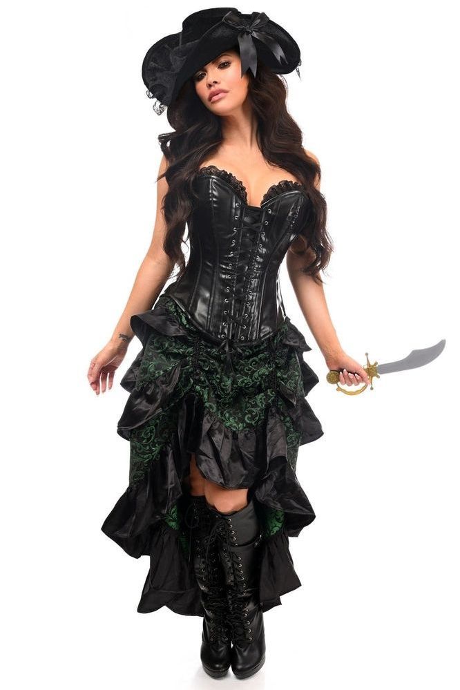 Top Drawer 4 PC Green/Black Premium Pirate Corset Costume - Daisy Corsets