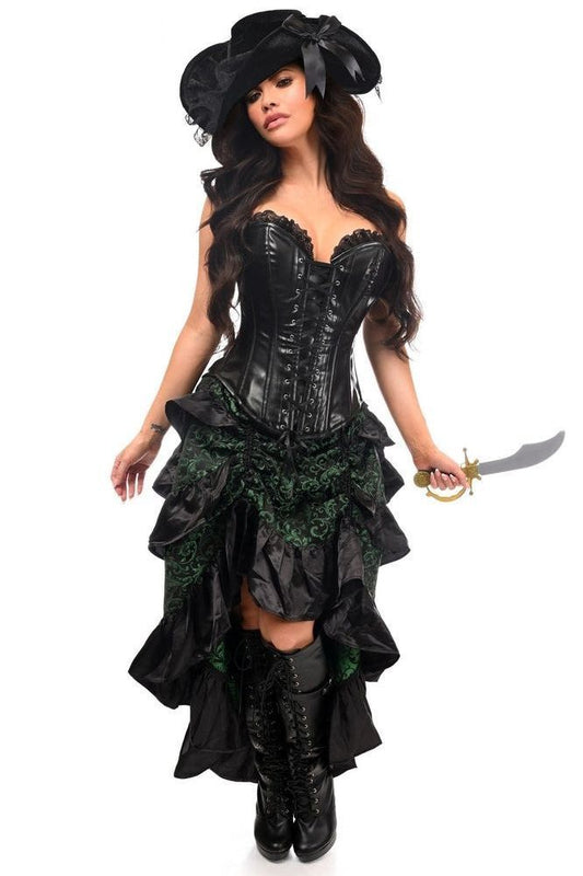 Top Drawer 4 PC Green/Black Premium Pirate Corset Costume - Daisy Corsets
