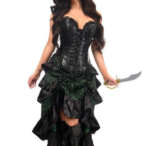 Top Drawer 4 PC Green/Black Premium Pirate Corset Costume
