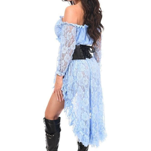 Top Drawer 4 PC Lt Blue Premium Pirate Corset Costume
