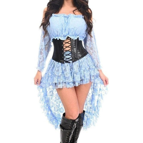 Top Drawer 4 PC Lt Blue Premium Pirate Corset Costume