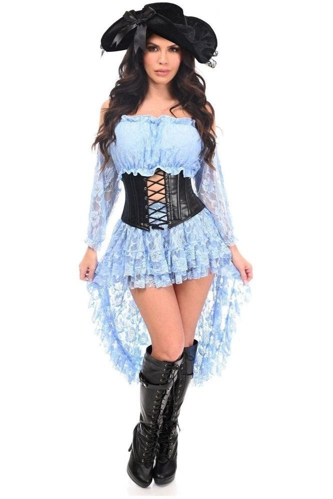 Top Drawer 4 PC Lt Blue Premium Pirate Corset Costume - Daisy Corsets