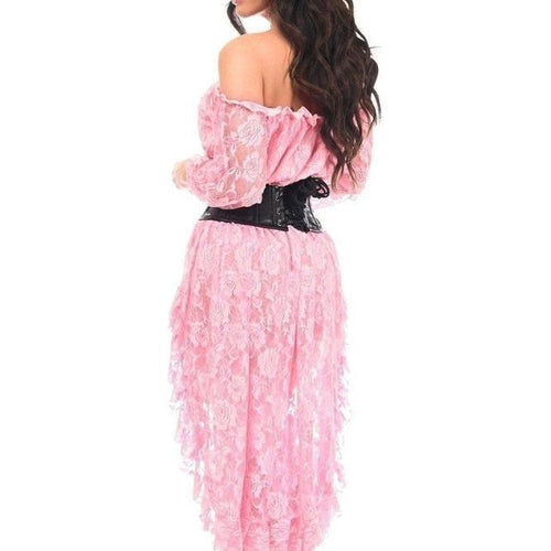 Top Drawer 4 PC Lt Pink Premium Pirate Corset Costume