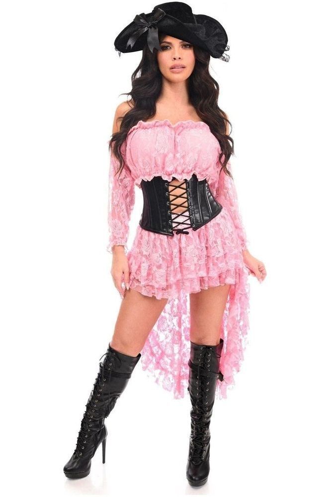 Top Drawer 4 PC Lt Pink Premium Pirate Corset Costume - Daisy Corsets