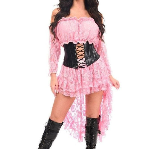 Top Drawer 4 PC Lt Pink Premium Pirate Corset Costume
