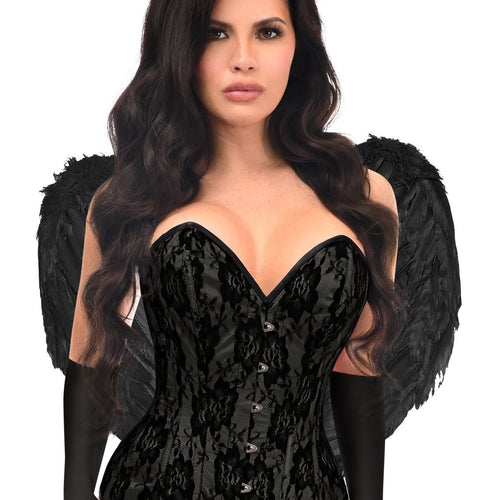 Top Drawer 4 PC Premium Black Angel Corset Costume