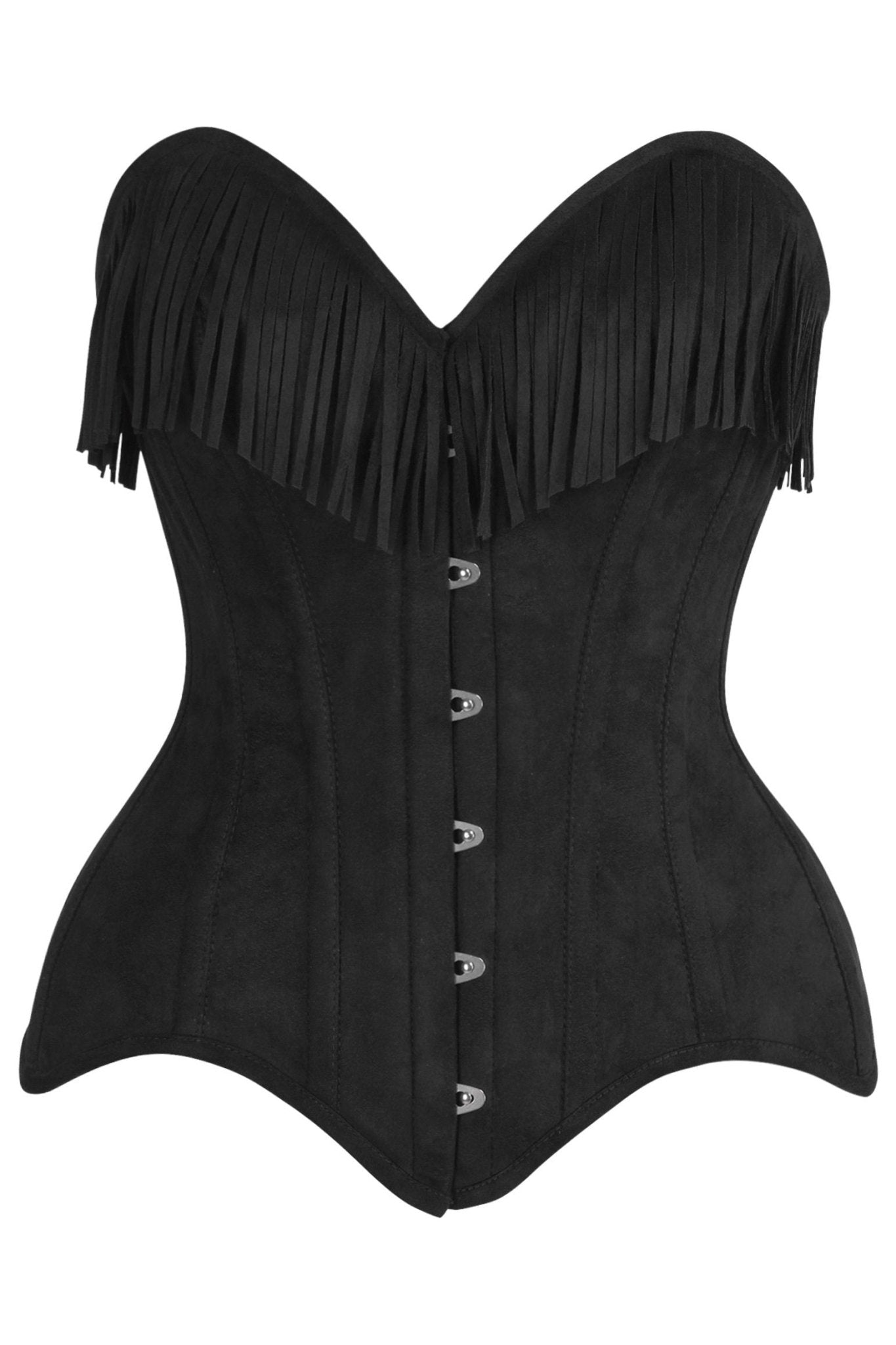 Top Drawer 4 PC Premium Black Suede Fringe Cowgirl Corset Costume - Daisy Corsets