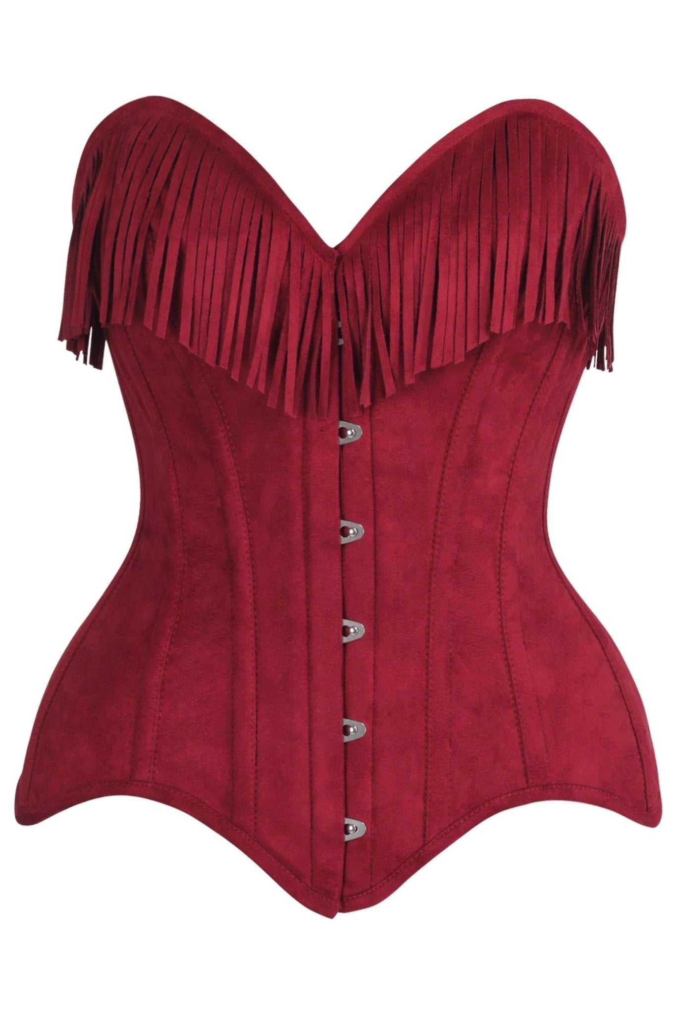 Top Drawer 4 PC Premium Red Suede Fringe Cowgirl Corset Costume - Daisy Corsets