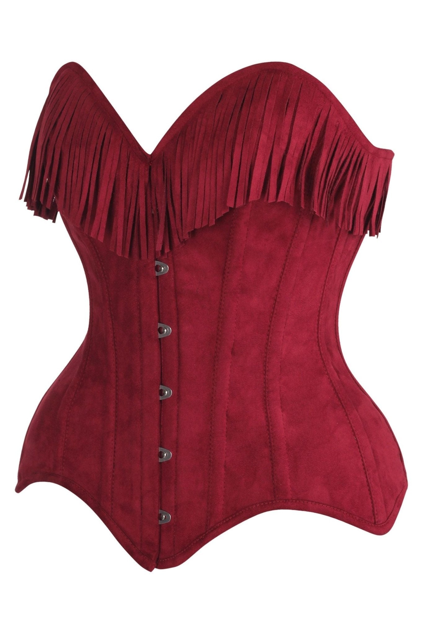 Top Drawer 4 PC Premium Red Suede Fringe Cowgirl Corset Costume - Daisy Corsets