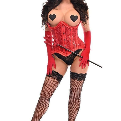 Top Drawer 4 PC Red Pin-Up Devil Corset Costume