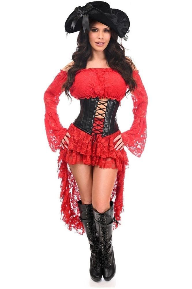 Top Drawer 4 PC Red Premium Pirate Corset Costume - Daisy Corsets