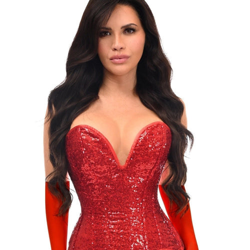 Top Drawer 4 PC Red Sequin Bunny Corset Costume
