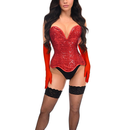 Top Drawer 4 PC Red Sequin Bunny Corset Costume