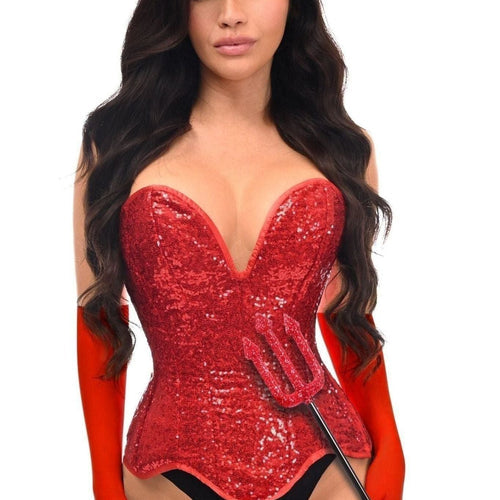 Top Drawer 4 PC Red Sequin Devil Corset Costume