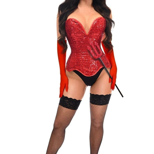 Top Drawer 4 PC Red Sequin Devil Corset Costume