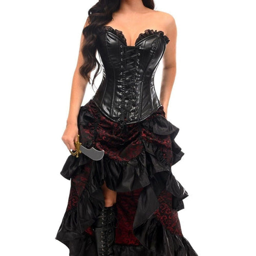 Top Drawer 4 PC Red/Black Premium Pirate Corset Costume