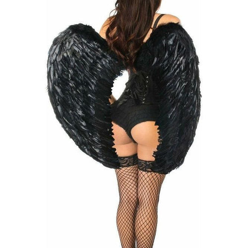 Top Drawer 4 PC Sequin Black Angel Corset Costume