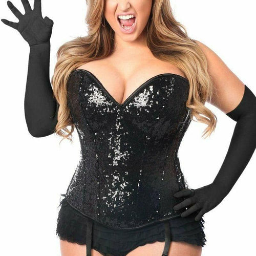 Top Drawer 4 PC Sequin Black Cat Corset Costume